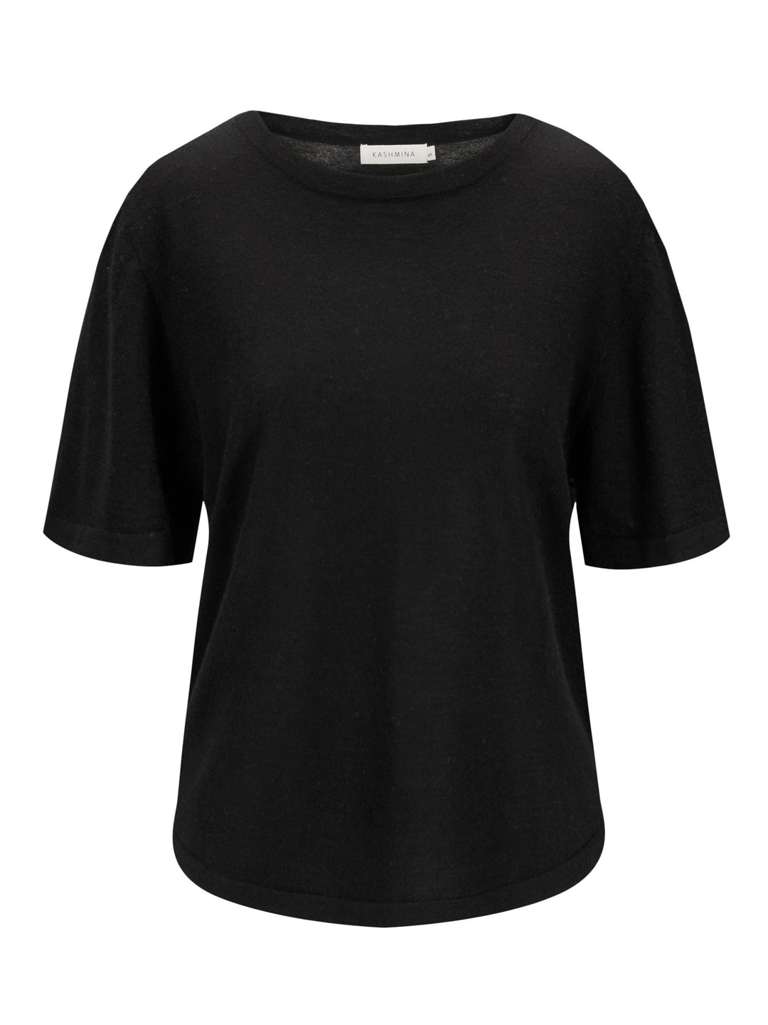 Kortermet kashmir t-skjorte "Airy" i 100% kasjmirull. Farge: Sort. Norsk design fra Kashmina