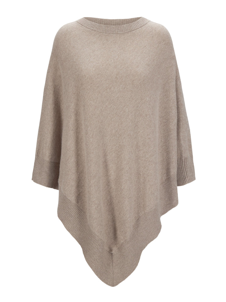 Kashmirponcho "Haddy" i 100% ren kasjmirull. Norsk design fra Kashmina. Farge: Toast.