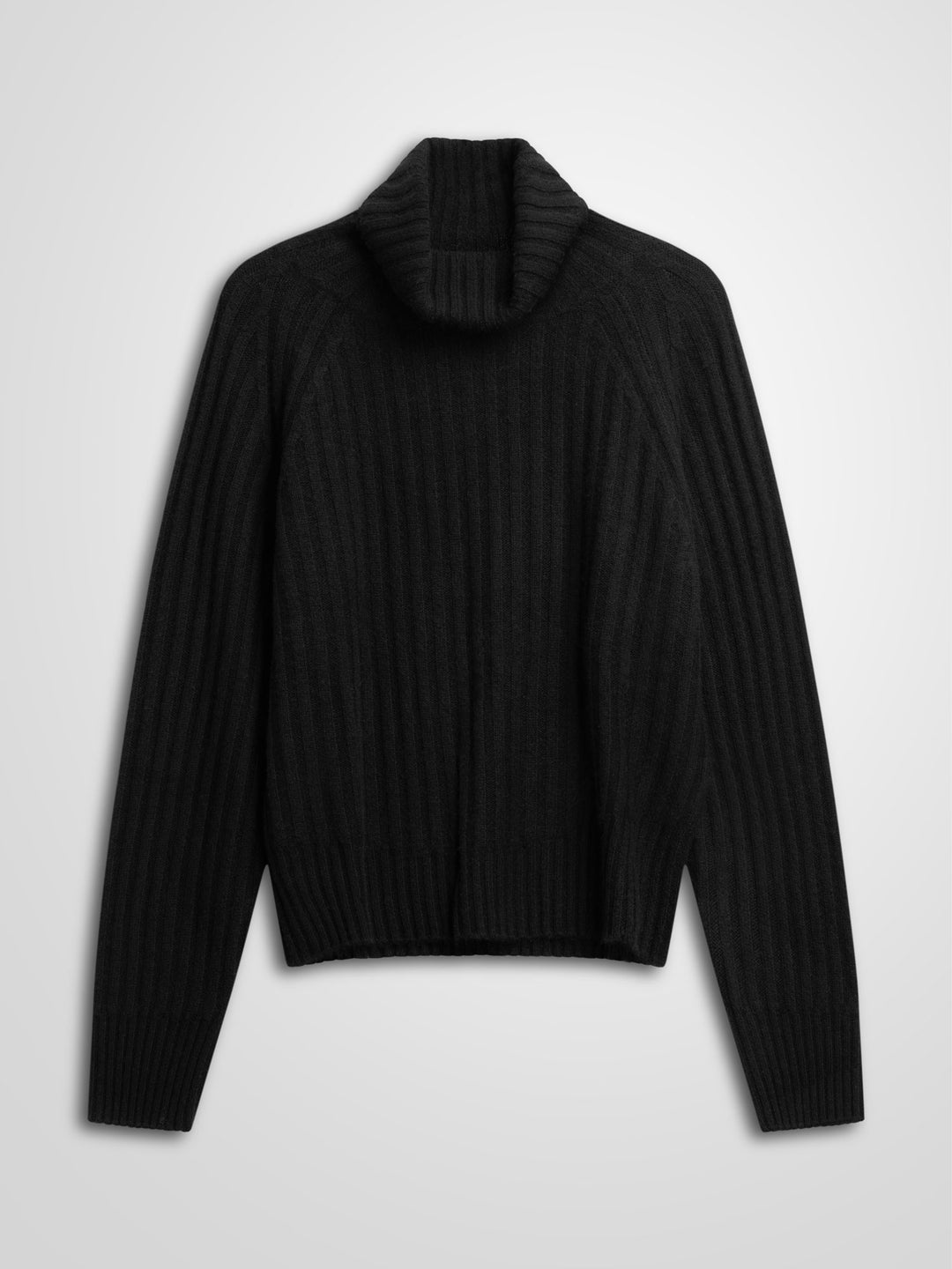 Høyhalset ribbestrikket kashmirgenser "Eline" i 100% cashmere. Norsk design fra Kashmina. Farge: Sort.