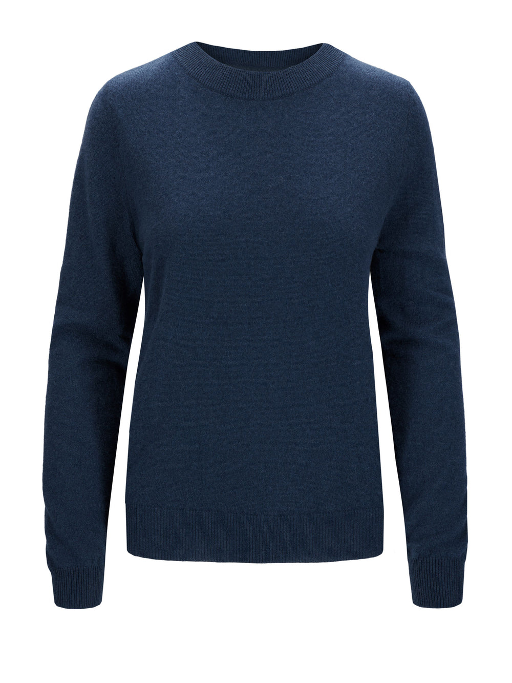 Kashmirgenseren "Thora" med lange ermer og rund hals i 100% ren kasjmirull. Norsk design fra Kashmina. Farge: Mountain Blue.