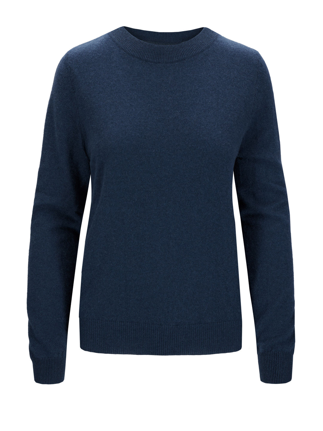 Kashmirgenseren "Thora" med lange ermer og rund hals i 100% ren kasjmirull. Norsk design fra Kashmina. Farge: Mountain Blue.