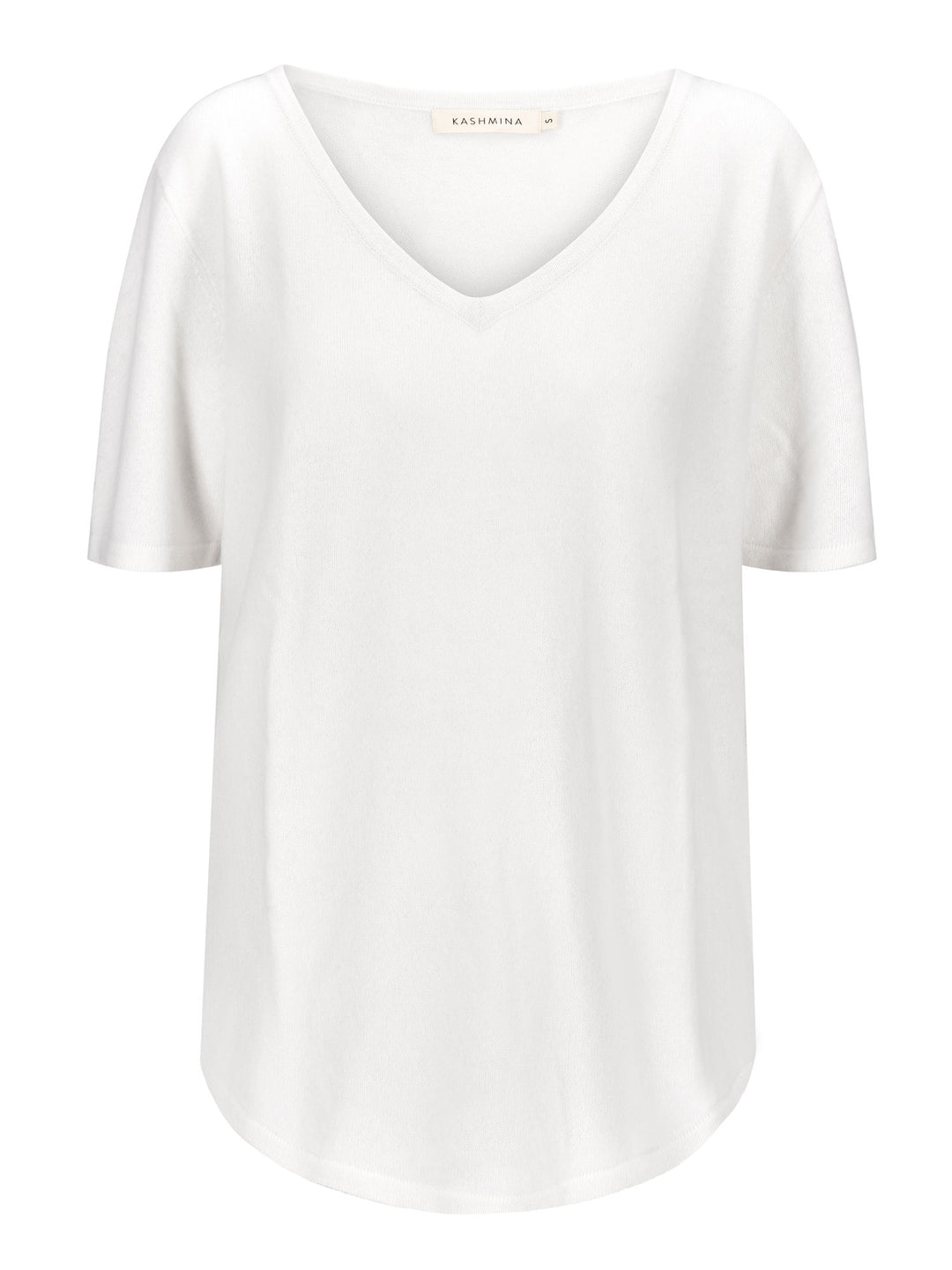 Kashmir T-shirt "Iben" i 100% kashmir fra Kashmina. hvit