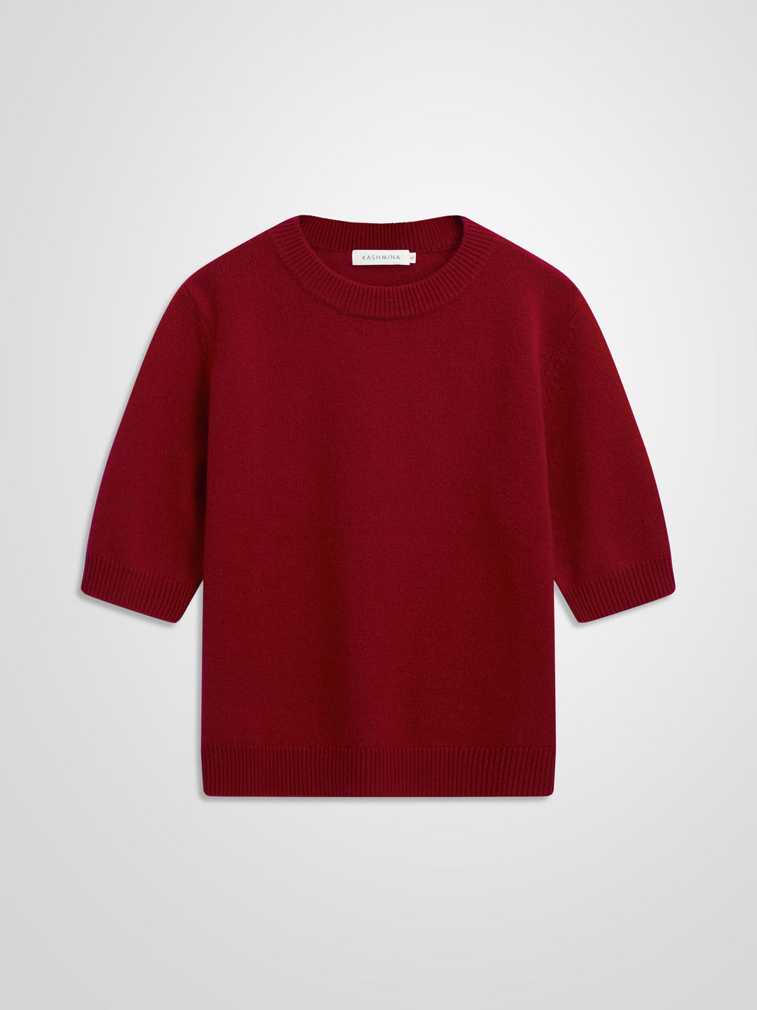 Kortermet kashmirgenser "Aase" i 100% ren kasjmirull. Norsk design fra Kashmina. Farge: Aroma Red.