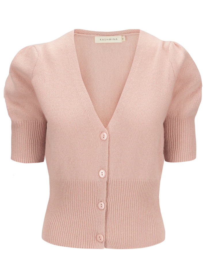 Kashmirgenser, cardigan med lange puffermer, grace i 100% ren kashmirull. Norsk design, Farge: rose glow