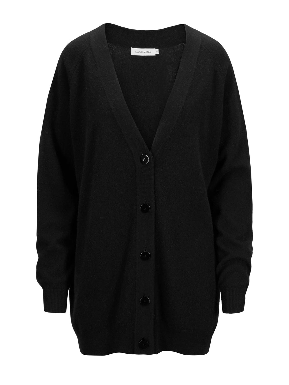 Kashmircardigan "lykke" Halvlang og romslig. 100% kasjmirull, Norsk design fra Kashmina. Farge: Sort.