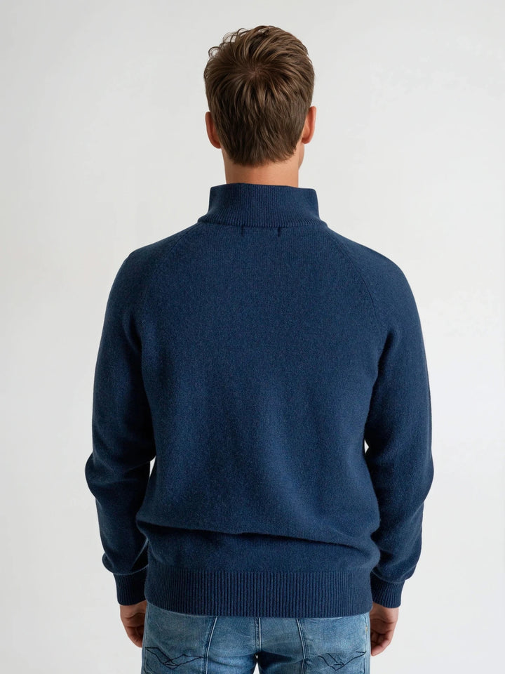 kashmirgenser herre "Frost" 100% kashmir fra Kashmina zip-up. Farge: Mountain blue