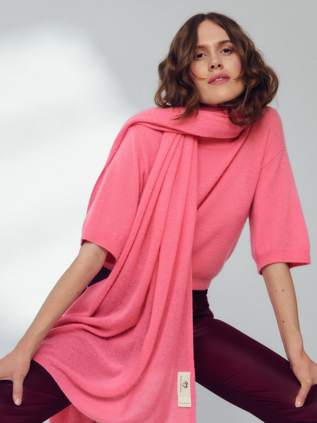 Florlett kashmirskjerf "Flow" - Bubblegum pink