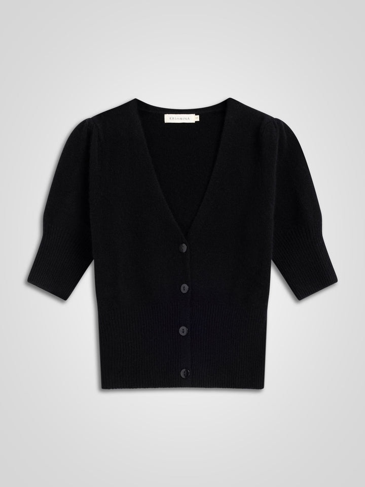 Kortermet kashmircardigan Grace i 100% kashmirull. Norsk design fra Kashmina. Farge: sort