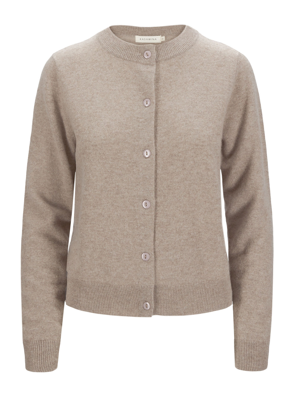 Kashmircardigan "Ingrid" i 100% ren kasjmirull. Norsk design fra Kashmina. Farge: Toast.