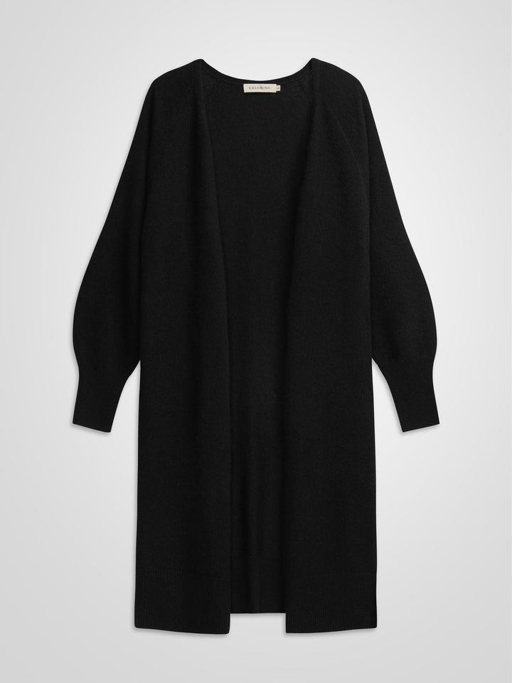 Lang sort kashmircardigan Linnea 100% ren kashmir fra Kashmina