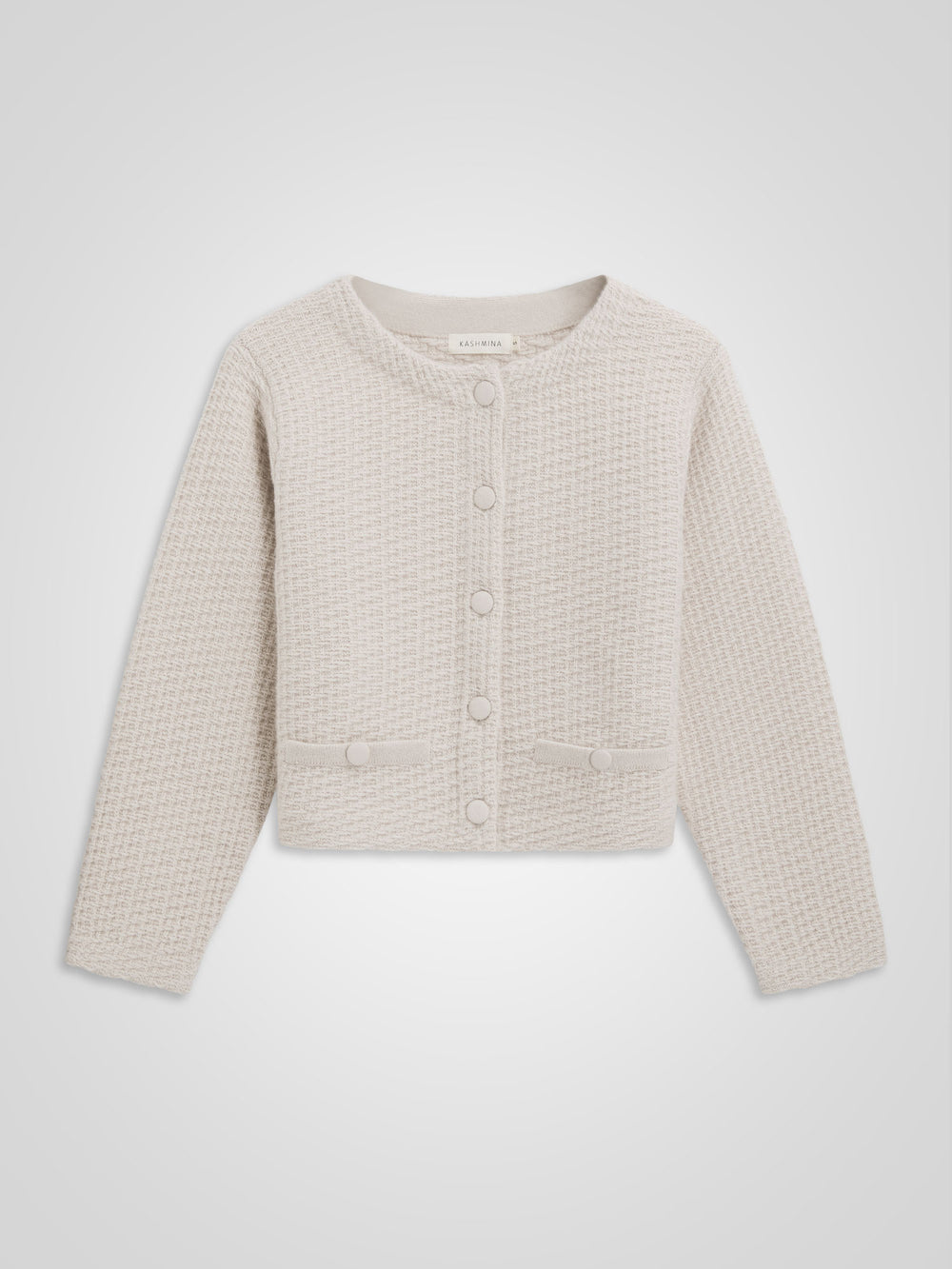 Kashmirjakke i 100% ren cashmere. Norsk design fra Kashmina. Farge: Cream
