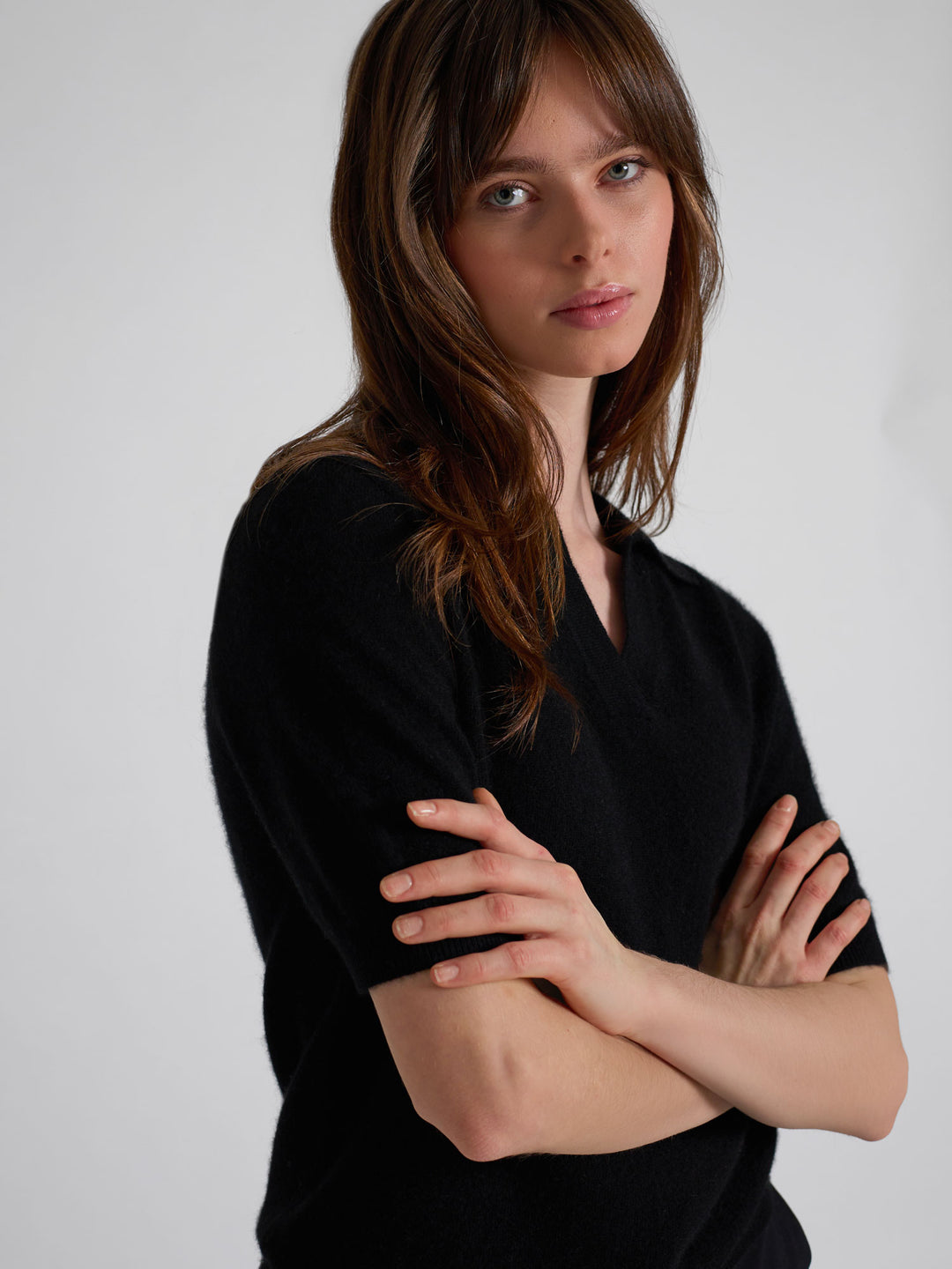Cashmere piquet "Rikke" i 100% ren cashmere. Norsk design fra Kashmina. Farge: Sort.