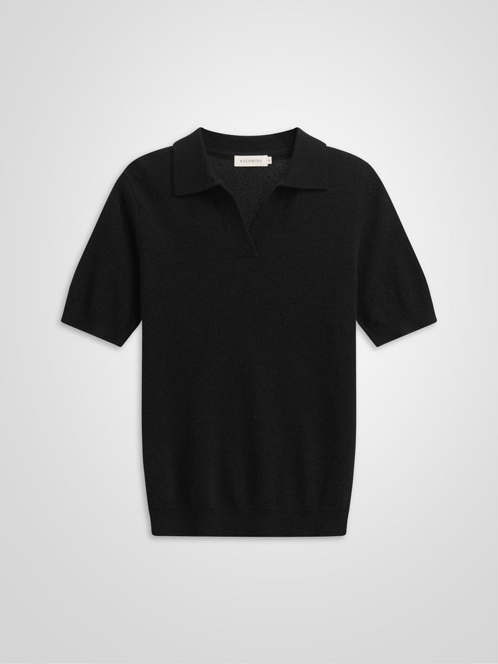 Cashmere piquet "Rikke" i 100% ren cashmere. Norsk design fra Kashmina. Farge: Sort.