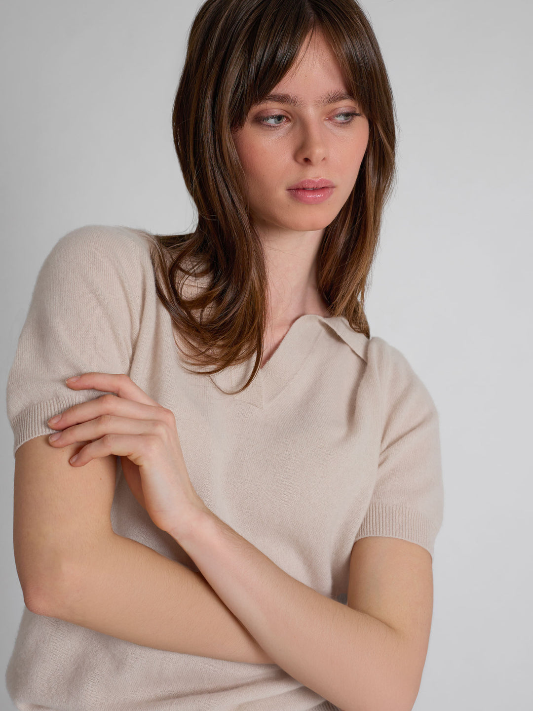 Cashmere piquet "Rikke" i 100% ren cashmere. Norsk design fra Kashmina. Farge: Cream.