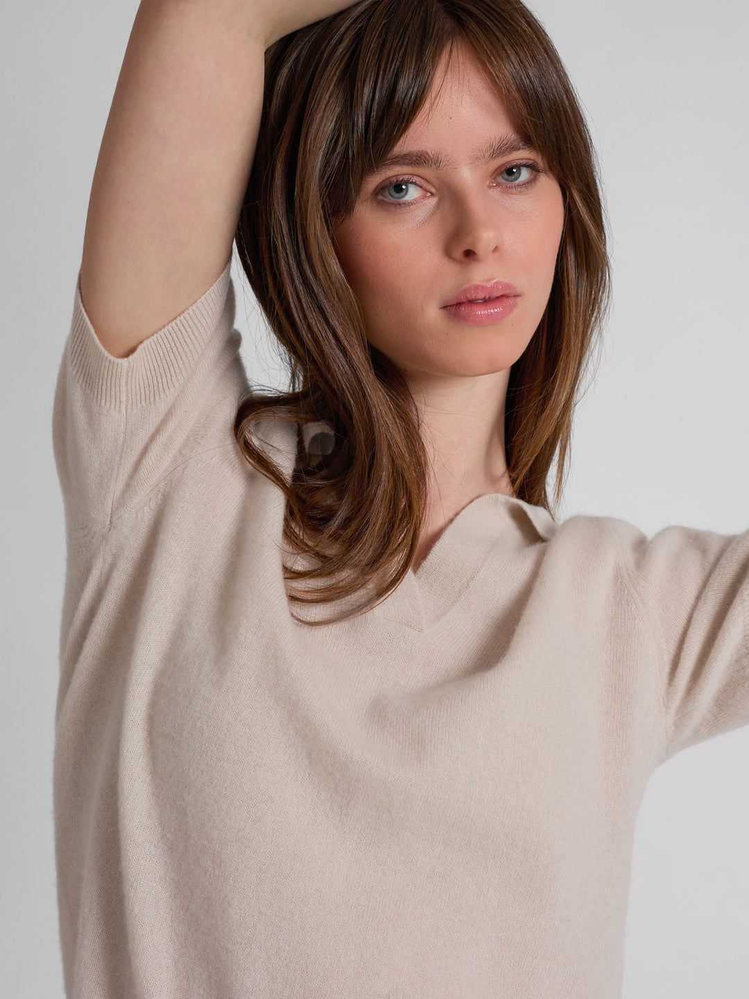 Cashmere piquet "Rikke" i 100% ren cashmere. Norsk design fra Kashmina. Farge: Cream.