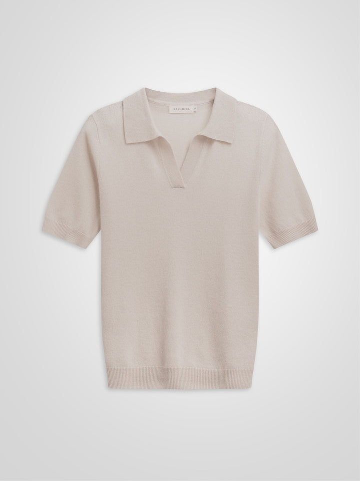 Cashmere piquet "Rikke" i 100% ren cashmere. Norsk design fra Kashmina. Farge: Cream.