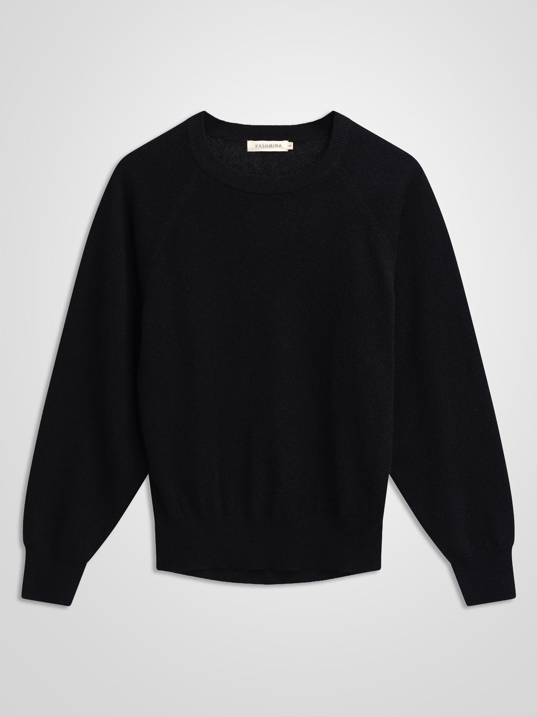 Sort rundhalset kashmirgenser "Embla", i 100% ren cashmere fra Kashmina, norsk design.