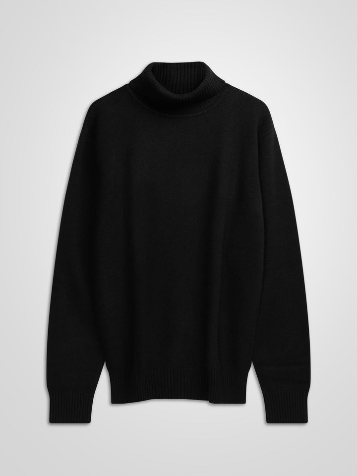 Høyhalset kashmirgenser. Norsk design i 100% kashmirull. Farge: sort