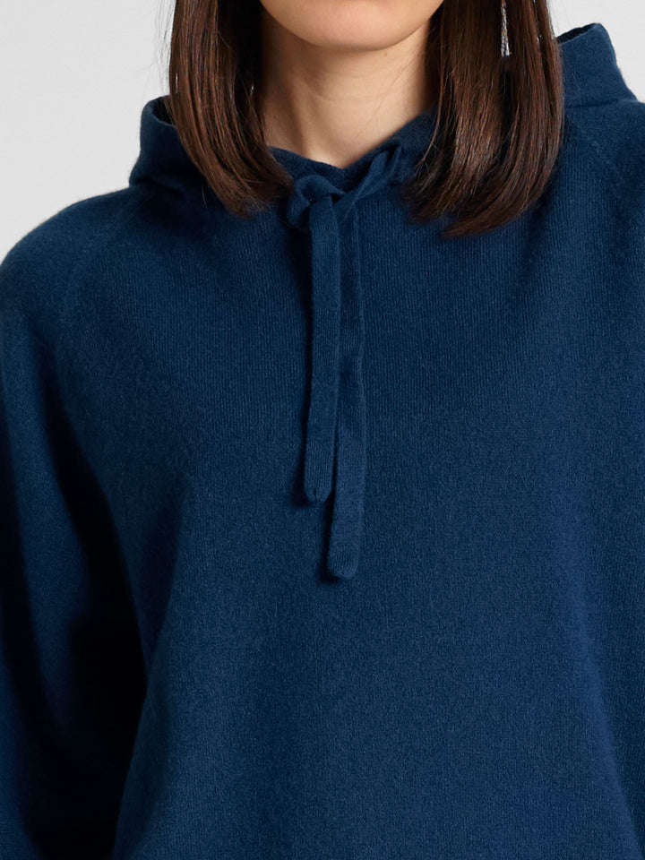 KASHMINA Hettegenser i 100% kashmir hoodie, lux mountain blue