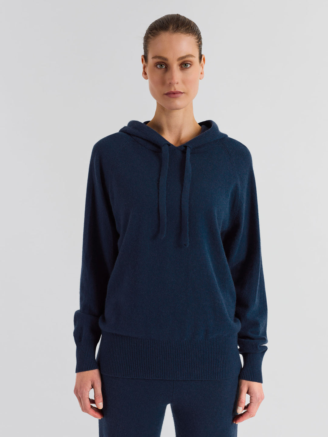 KASHMINA Hettegenser i 100% kashmir hoodie, lux mountain blue