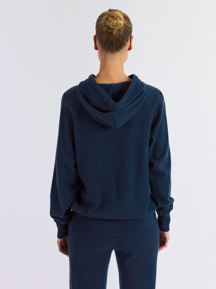 KASHMINA Hettegenser i 100% kashmir hoodie, lux mountain blue