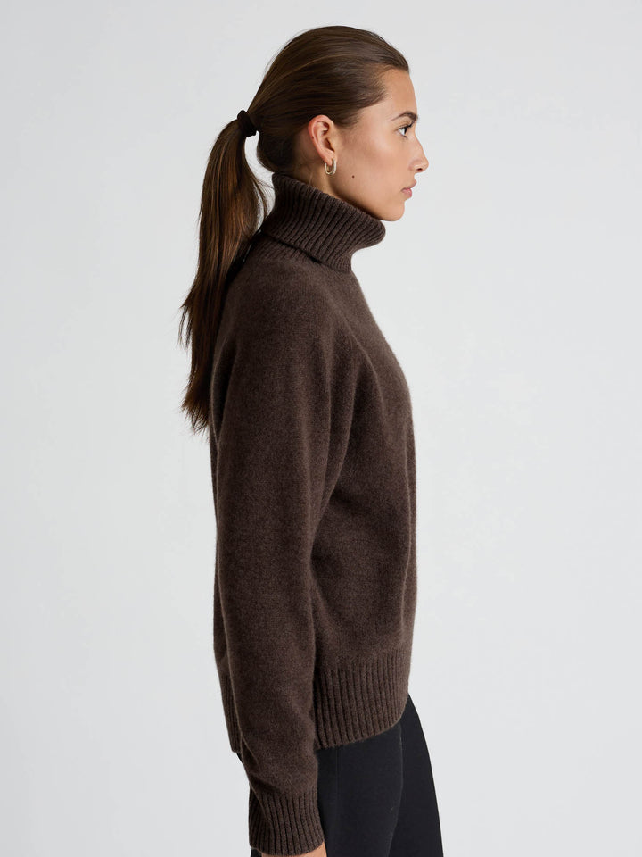Kashmirgenser med høy hals "Milano" - dark brown