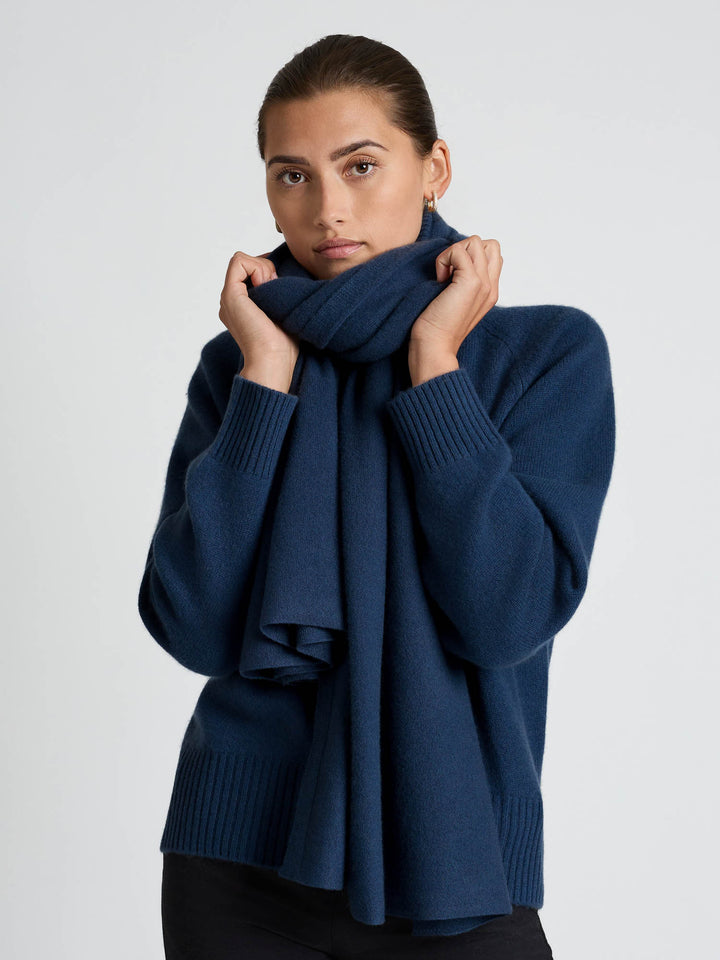Kashmirgenser med høy hals "Milano" - mountain blue