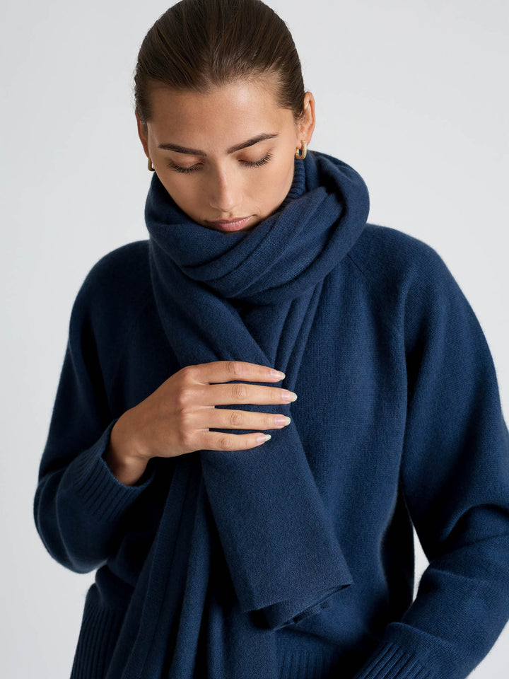 Kashmirgenser med høy hals "Milano" - mountain blue