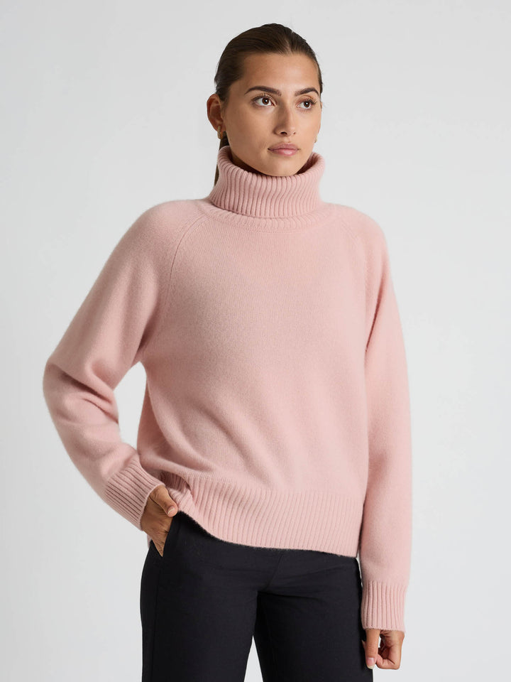 Kashmirgenser med høy hals "Milano" - rose glow