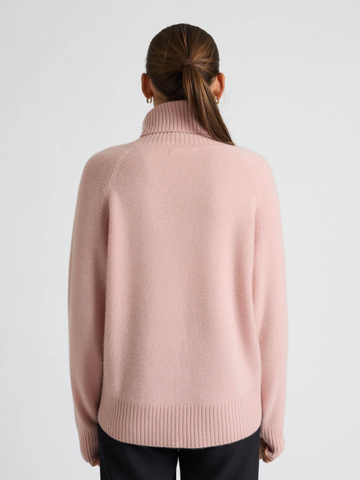 Kashmirgenser med høy hals "Milano" - rose glow