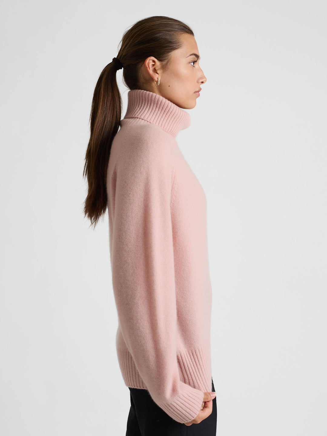 Kashmirgenser med høy hals "Milano" - rose glow