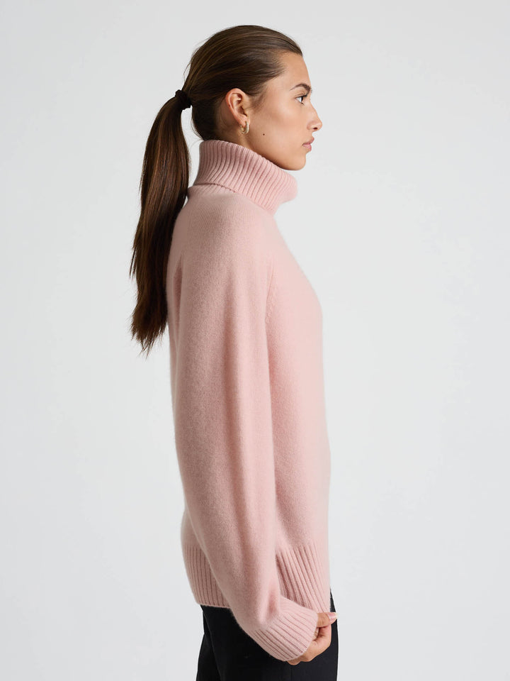 Kashmirgenser med høy hals "Milano" - rose glow
