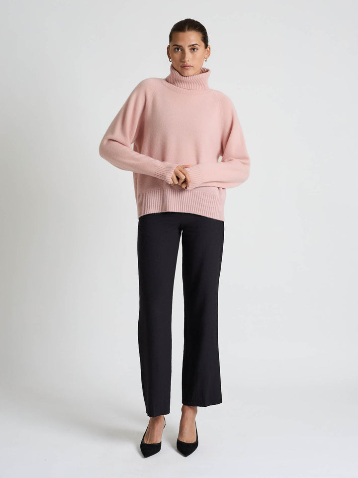 Kashmirgenser med høy hals "Milano" - rose glow
