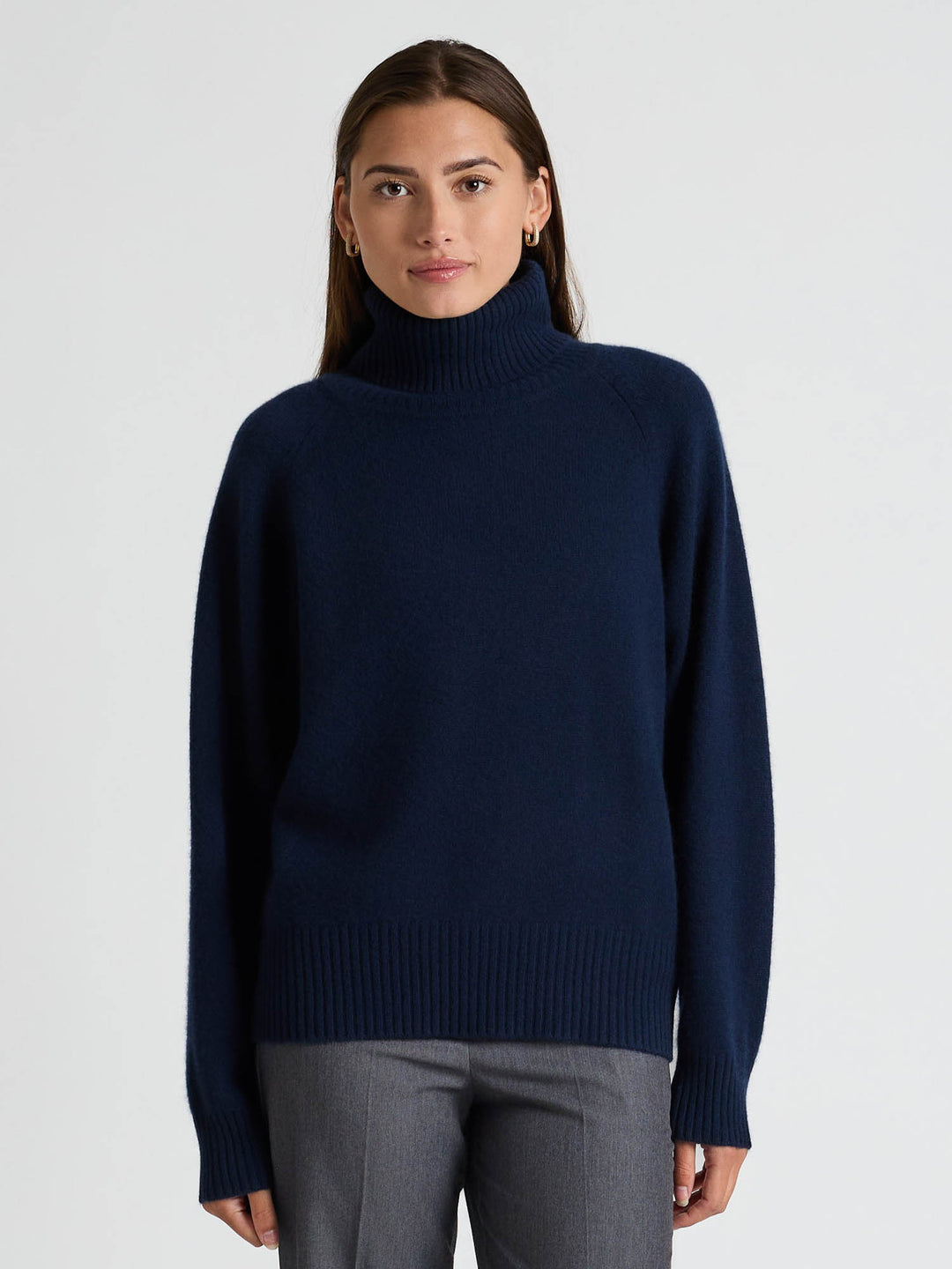 Kashmirgenser med høy hals "Milano" - Navy