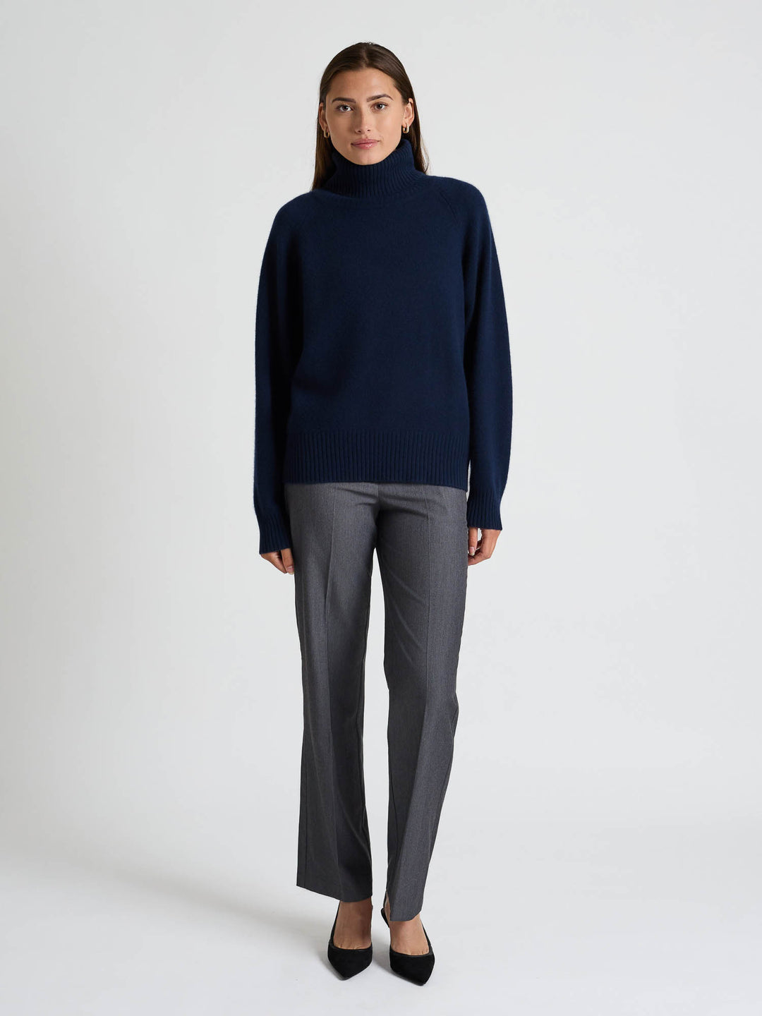Kashmirgenser med høy hals "Milano" - Navy