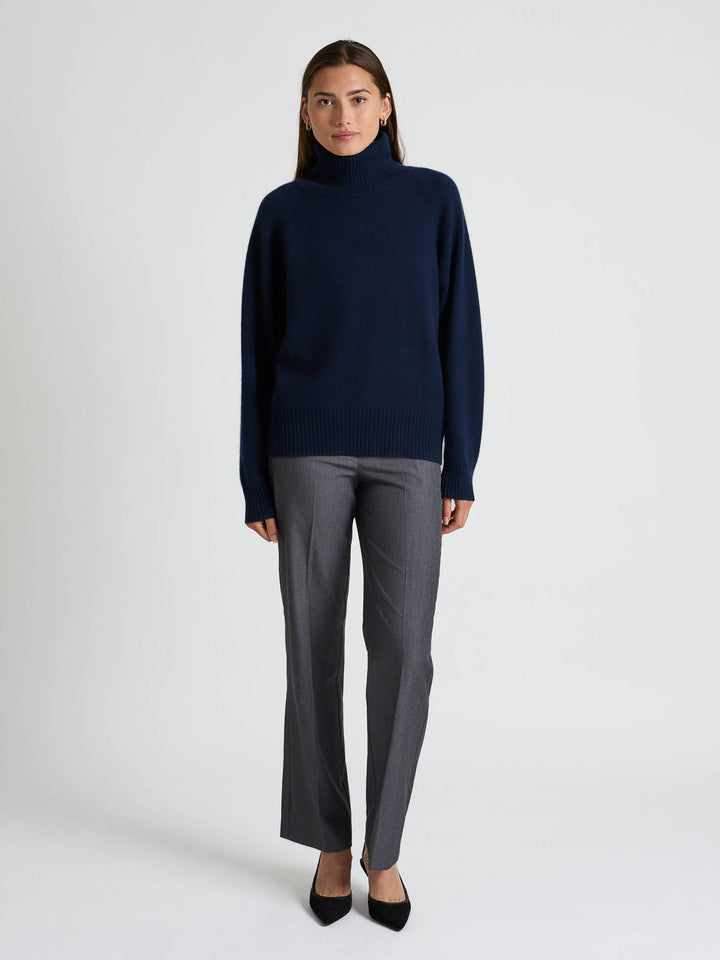 Kashmirgenser med høy hals "Milano" - Navy