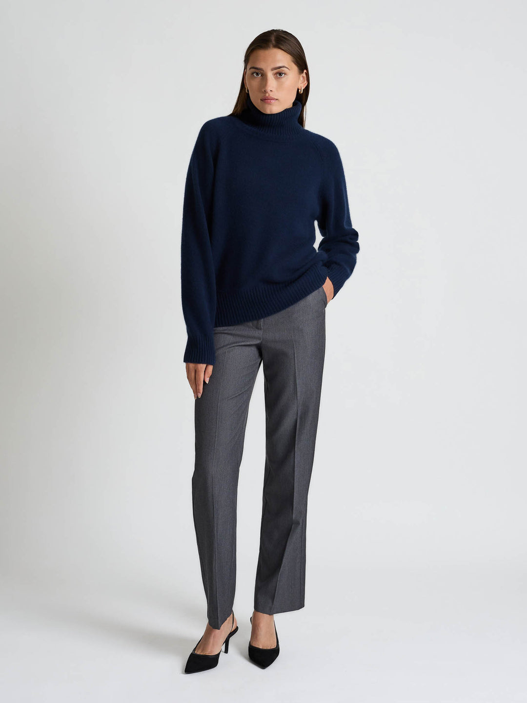 Kashmirgenser med høy hals "Milano" - Navy