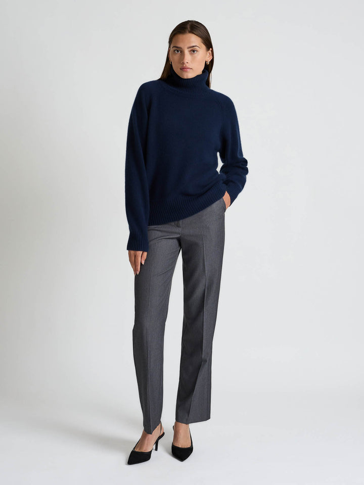 Kashmirgenser med høy hals "Milano" - Navy