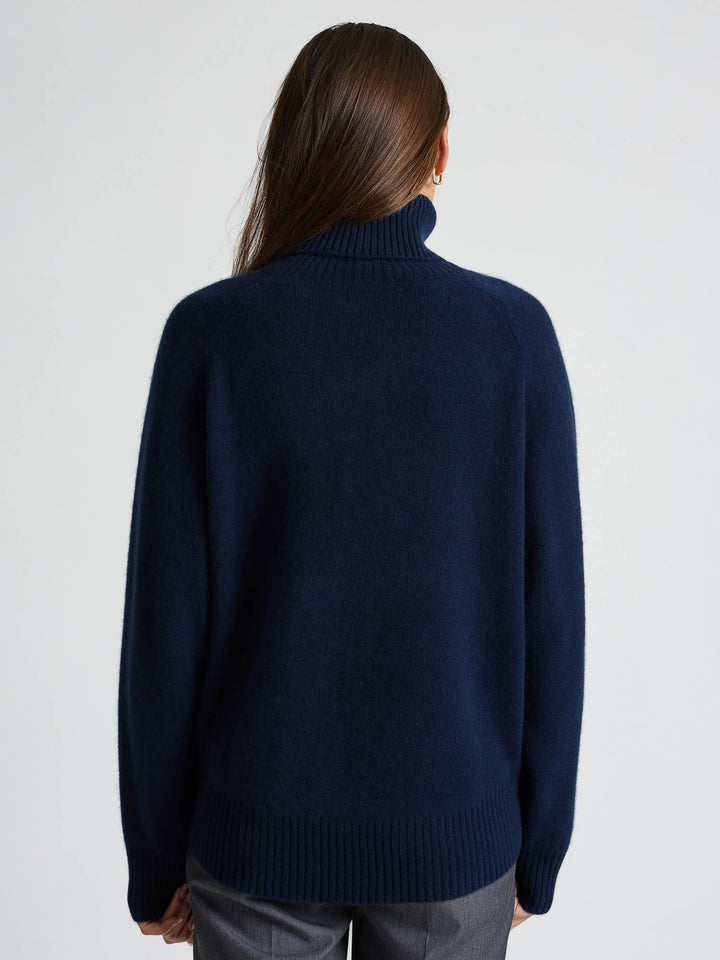 Kashmirgenser med høy hals "Milano" - Navy