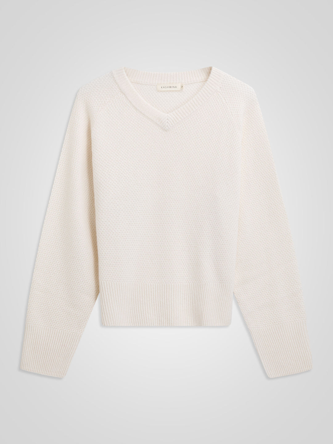 Kashmirgenseren "Selma" i 100% ren cashmere. Norsk design fra Kashmina. Farge: Hvit.