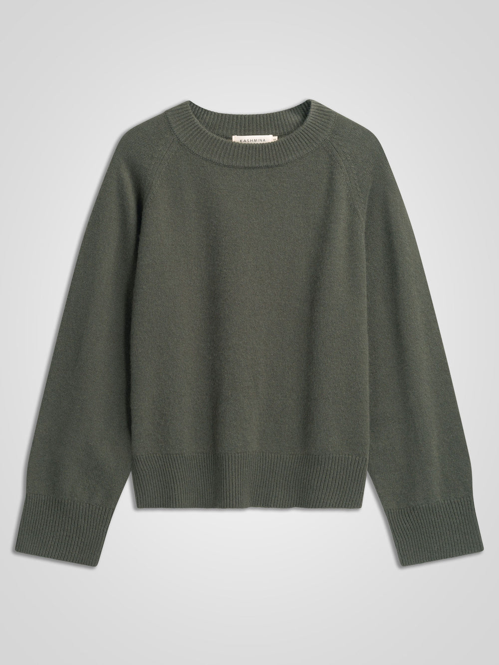 Kashmirgenser "Signy" i 100% ren kasjmirull. Norsk design fra Kashmina. Farge: Eucalyptus grønn.