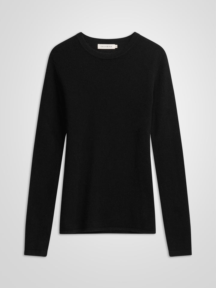 Tettsittende kashmirgenser, "unni" i 100 ren kasjmirull, cashmere. Norsk design fra Kashmina. Farge Sort.