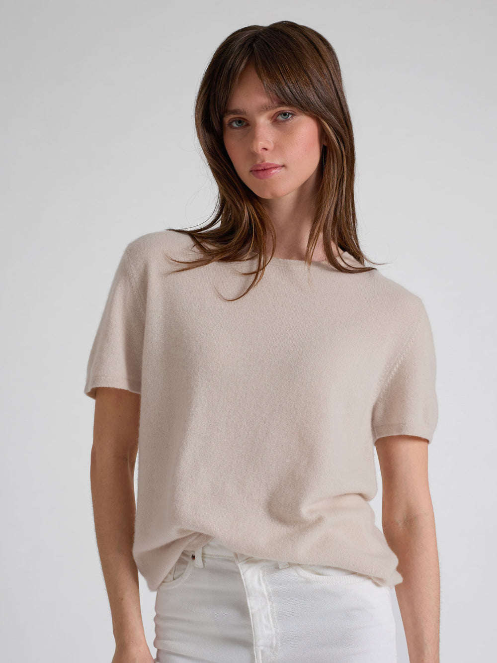 Kashmir t-shirt"Fresh" i 100% ren kashmirull. Norsk design fra Kashmina. Farge: Cream.