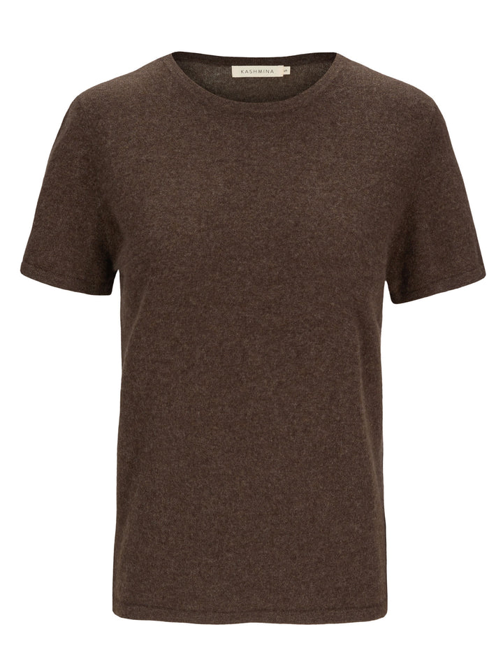 Kashmir t-shirt"Fresh" i 100% ren kashmirull. Norsk design fra Kashmina. Farge: Dark Brown.