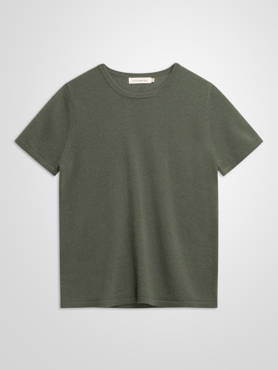Kashmir t-skjorte "Fresh" i 100% ren cashmere. Norsk design fra Kashmina. Farge: Eucalyptus grønn.