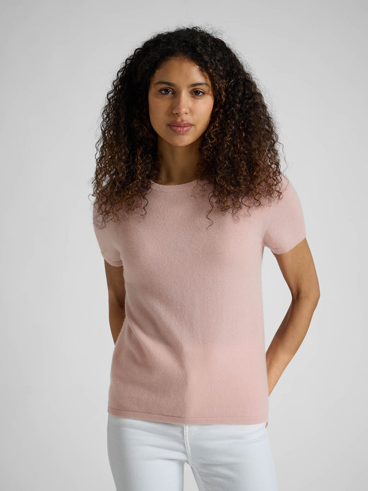 Kashmir t-shirt i 100% kashmirull. Norsk design fra Kashmina. Farge: Rose Glow.