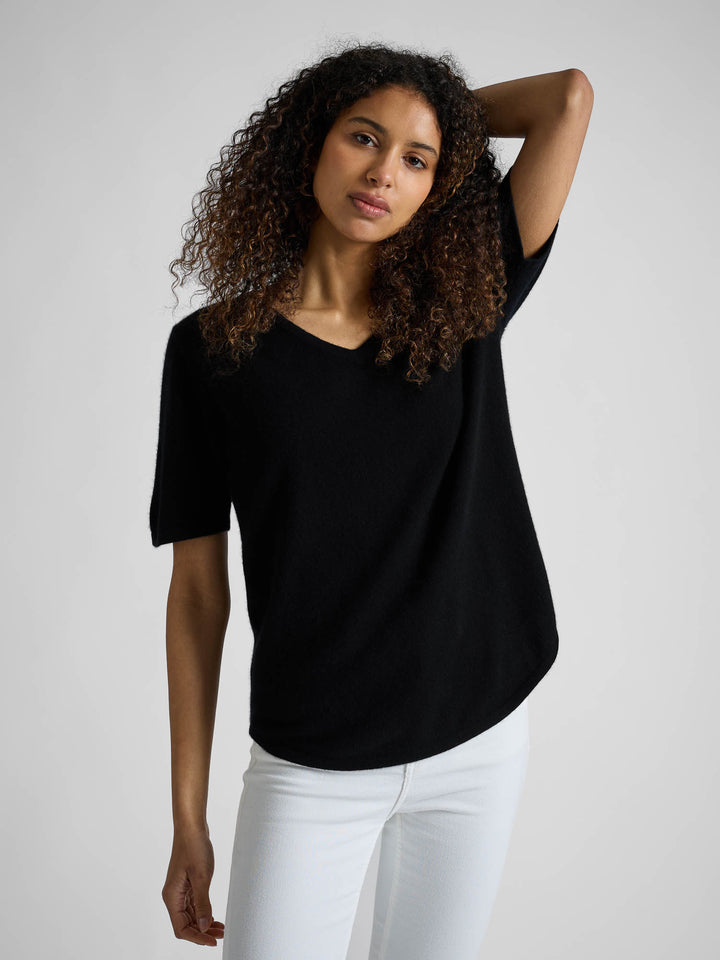 T-shirt i kashmir "Iben" - sort