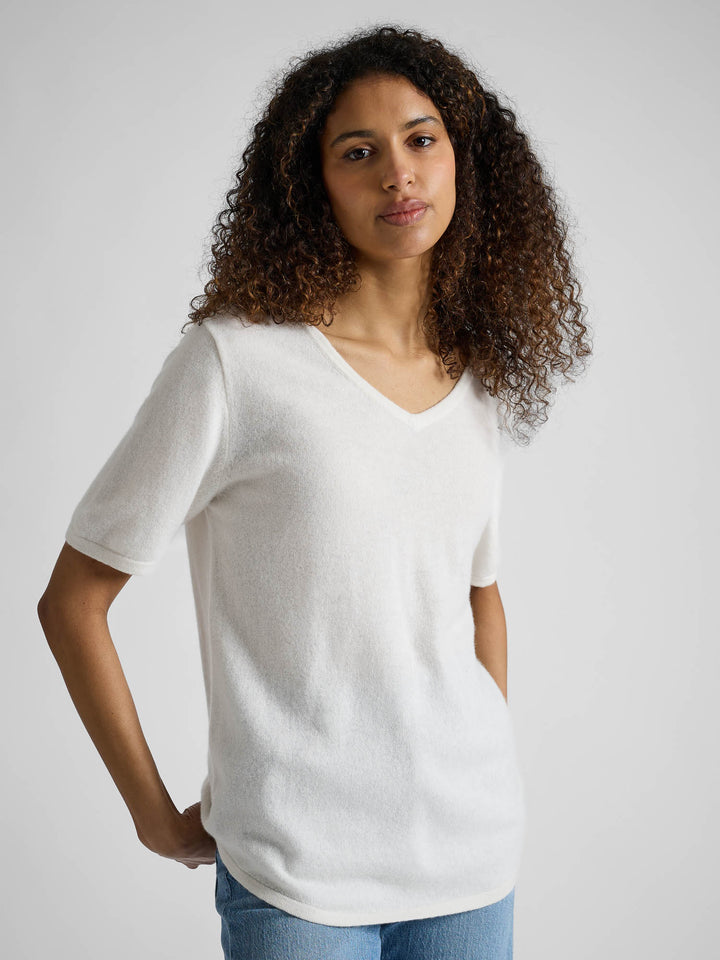 T-shirt i kashmir "Iben" - hvit