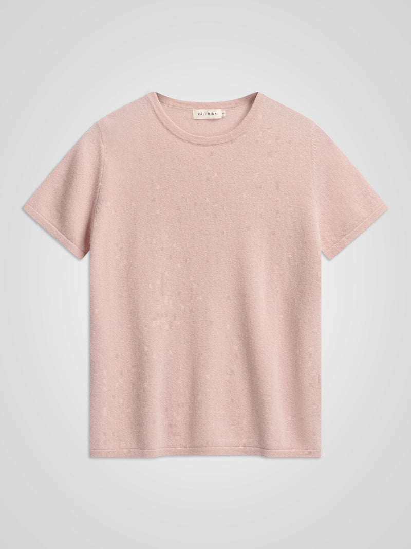 Kashmir t-shirt i 100% kashmirull fra Kashmina. Farge: Rose Glow.
