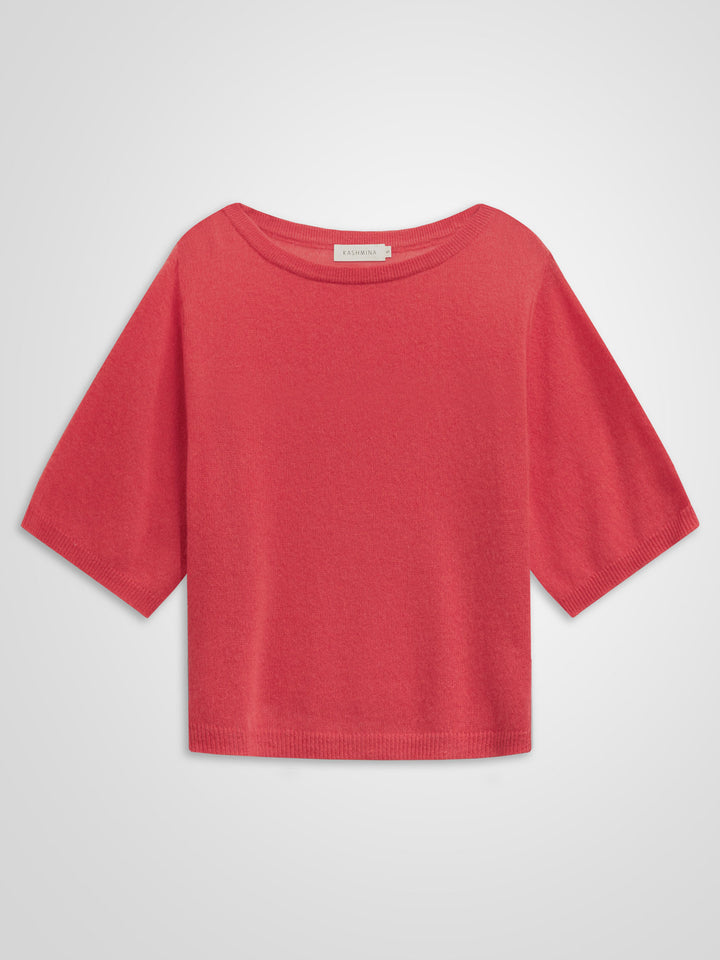 Kashmirtop "Vaar" i 100% ren cashmere. Norsk design fra Kashmina. Farge; Coral.